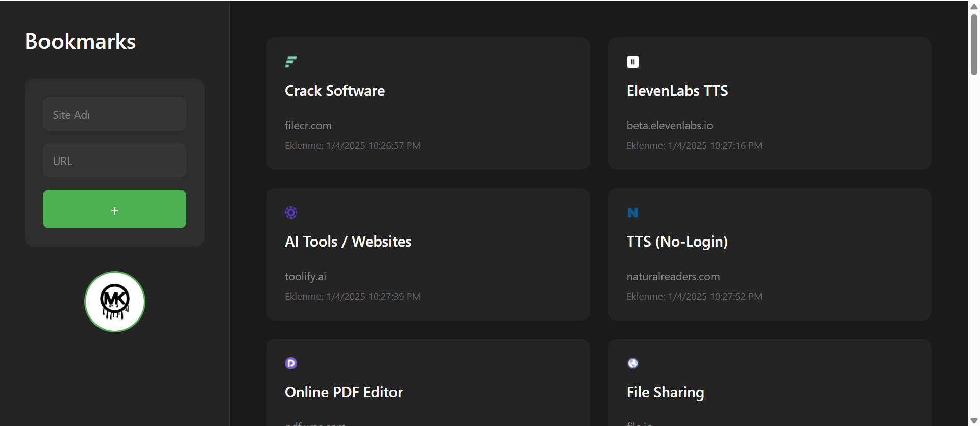 Bookmarks Manager